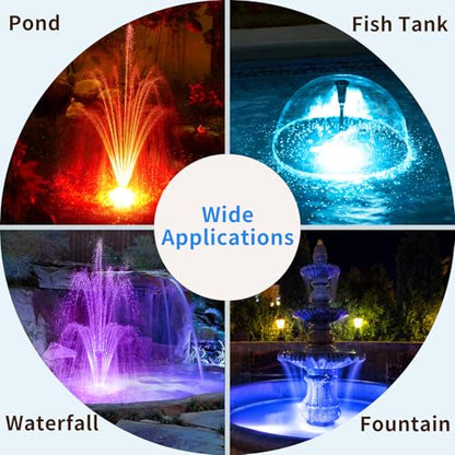 Pond Filter with LED Lights, RGB Pond Filter with 660GPH Pump Fountain Kit, Filter Box with RGB Auto-Cycle LED Lights & 3 Spray Modes for Outdoor Ponds Clean Clear and Build Water Features - style: 660GPH with Led Lights