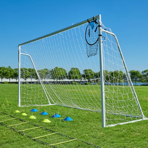 Soccer Goals for Backyard Soccer Goal 12x6 Big 10x6.5 8x6 6x4FT Soccer Goals for Youth Adults and Kids Large Metal 2" Goal Post with Agility Ladder and Target Net Soccer Cones Practice Equipment - size: 10×6.5 FT