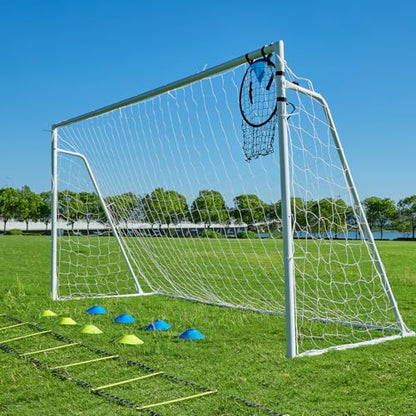Soccer Goals for Backyard Soccer Goal 12x6 Big 10x6.5 8x6 6x4FT Soccer Goals for Youth Adults and Kids Large Metal 2" Goal Post with Agility Ladder and Target Net Soccer Cones Practice Equipment - size: 10×6.5 FT