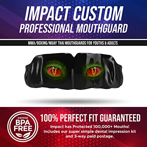 Impact Mouthguard Boxing, MMA, Muay Thai Sports Mouthguards for Youth Adults, Professional Custom-Fit, Dino Eyes - color: Dino Eyes