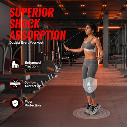 SUPERJARE 0.79'' Extra-Thick 18 Pcs 72 Sq Ft Exercise Equipment Mats - color: Black, size: 18 Tiles (72 Sq Ft)