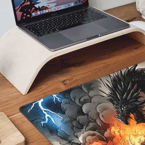 XXL Gaming Mouse Pad 35.4 x 15.7 Inch, Large Extended Desk Mousepad with Dragon Design, Water-Resistant Surface, Stitched Edges, Non-Slip Rubber Base Desk Mat for Gaming & Office - color: Dragon