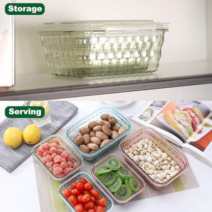 Set of 3 Food Storage Containers with Lids & Handle, BPA Free Plastic Meal Prep & Salad Bowl Containers To Go for Lunch, Salad Serving Bowls for Snack, Fruit, Veggie, Pink