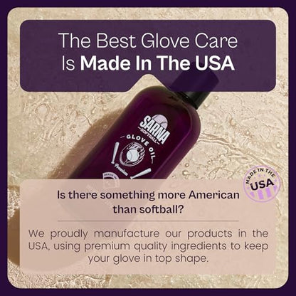 SARNA BASEBALL Glove Oil for Softball & Baseball Gloves, 8 Oz – Lanolin-Based Formula, Helps Soften Leather & Prevents Cracking – Game-Ready Glove Oil to Break in Gloves - size: 8oz Softball
