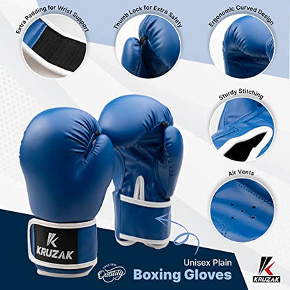 Kruzak Boxing Gloves for Men & Women, Sparring & Kickboxing Gloves, Muay Thai & MMA Gloves, 8-16 oz - color: Blue, size: 8 oz