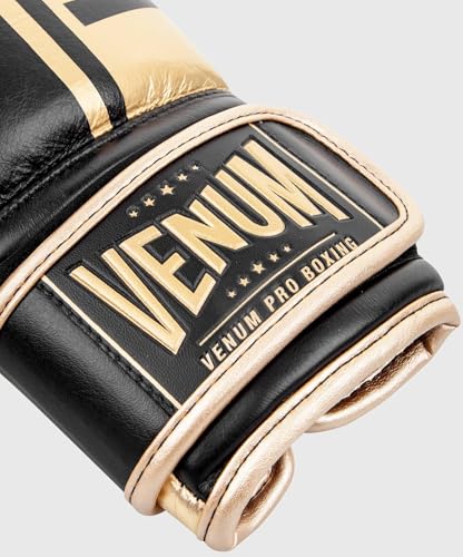 Venum Shield Pro Boxing Gloves - color: Black/Gold, size: 8oz, style: Hook and Loop