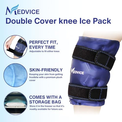 Medvice Knee Ice Pack Wrap with Cold Compression for Pain Relief, Swelling