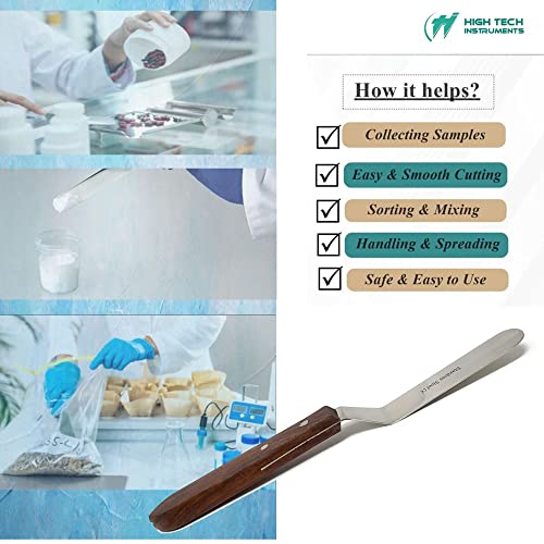 4" Blade Bayonet Lab Sptula with Wooden Handle Stainless Steel For Handling & Mixing Pastes, Gels Laboratory Tool with Smooth Polished Blades + Brass Rivets Lab Supplies