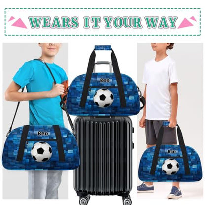 Personalized Sports Bag for Boys, Soccer Blue Geometric Pattern - color: Color 19