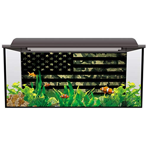 T&H Home Aquarium Decoration - 24.4" W x 12.4" H USA Flag Themed Pet Supplies - Camouflage Themed Stylish Fish Tank Background