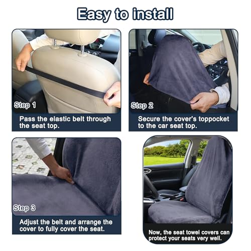 Car Seat Towel Cover, 2pcs Universal Front Seat Protector for Cars, SUVs and Trucks, Sweat Towel Car Seat Cover for Gym, Yoga, Swimming, Pets and Family Travel, Purple Gray - color: Dark Gray