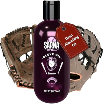 SARNA BASEBALL Glove Oil for Softball & Baseball Gloves, 8 Oz – Lanolin-Based Formula, Helps Soften Leather & Prevents Cracking – Game-Ready Glove Oil to Break in Gloves - size: 8oz Softball