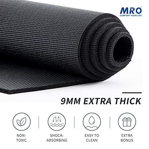 MRO Extra Large Yoga Mat, 12'x6'/9'x6'/7'x5'/6'x4' (9MM) - color: black, size: 9*6 FT