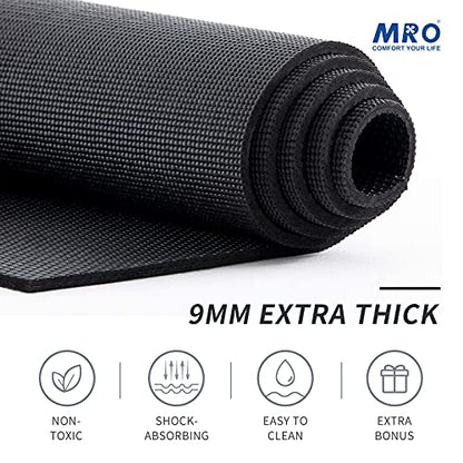 MRO Extra Large Yoga Mat, 12'x6'/9'x6'/7'x5'/6'x4' (9MM) - color: black, size: 9*6 FT