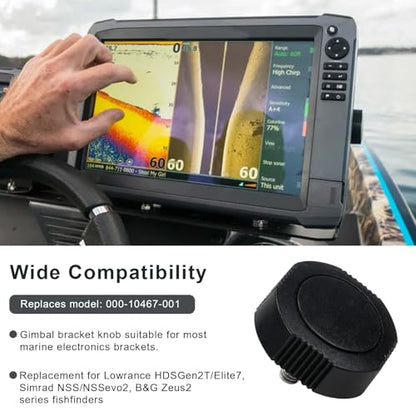 4 PCS Gimbal Bracket Knobs, Fish Finder Mount Knobs Replacement for Lowrance Hdsgen2t/Elite7, Simrad Nss/Nssevo2, B&G Zeus2, Boating gps/fish finder replacement parts, Replaces For: 000-10467-001