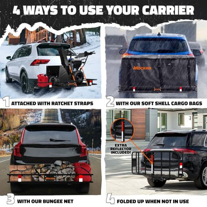 Mockins 6" Raised Folding Luggage Rack for SUV Car Truck ATV w/ 500 lb. Cap - size: Large: 60" L X 20" W