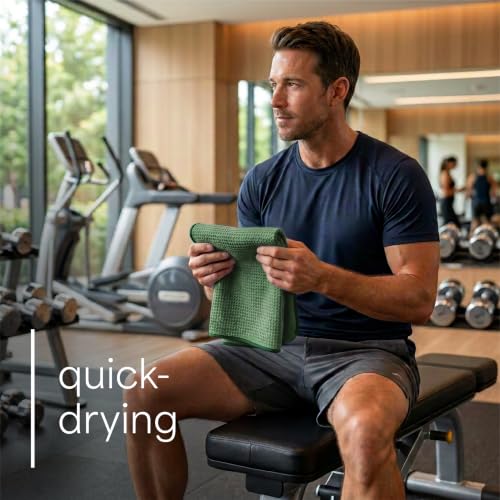 S&T INC. Microfiber Gym Towels, 6 Pack, 16" x 27" - color: Honeycomb Green