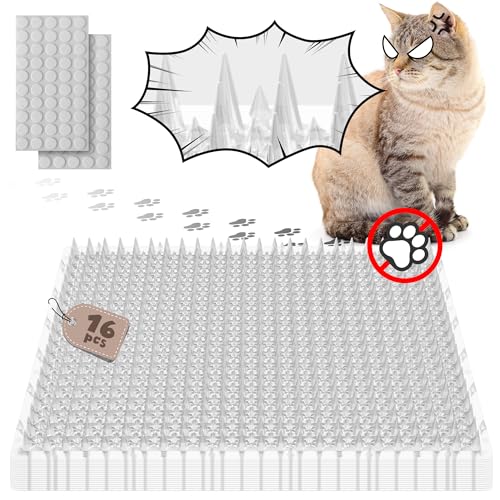 ohlela 16 Pack Upgraded Scat Mat for Cats - 16 x 13 Inch Cat Spikes with 1 Inch Spike is an Useful Cat Repellent Indoor & Outdoor Mat to Deter Pets. Dog Deterrent Indoor with 23sqft Area Coverage