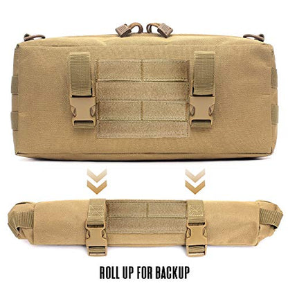WYNEX Large Molle Pouch, Side Admin Sustainment Pouch for Tactical Backpack | Molle Attachments Bag, Vertical Pack for Military Assault Backpack Army Rucksack, with Shoulder Strap for Use as Sling Bag - color: Khaki (upgraded) - 2 Packs