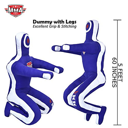 MMA Sports Brazilian JIU Jitsu Grappling Submission Throwing Dummy Punching Heavy Bag Kick Boxing Dummies UNFILLED - color: Blue-2, size: 5ft, style: Sitting