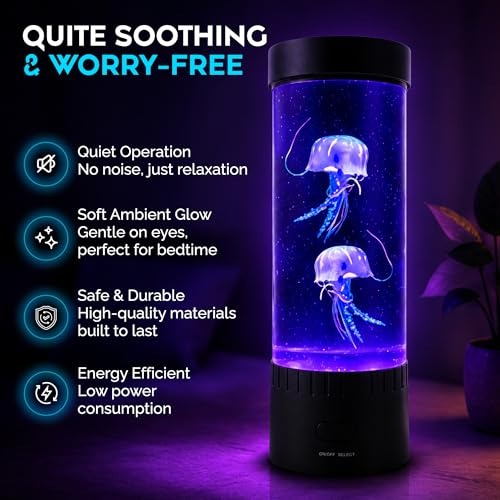 Jellyfish Lamp,16 Color Changing Mood Lamps, 4 Modes Aquarium Night Light, Artificial Fish Tank with Moving Fish, Sensory Room LED Lights for Autism, ADHD, Excellent Gift
