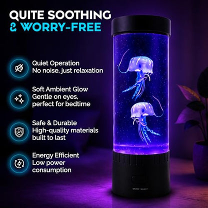 Jellyfish Lamp,16 Color Changing Mood Lamps, 4 Modes Aquarium Night Light, Artificial Fish Tank with Moving Fish, Sensory Room LED Lights for Autism, ADHD, Excellent Gift
