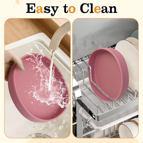 Silicone Cat Bowl 2 Pcs Non-Slip Cat Dish for Dry Food and Wet Food Shallow Relief Whisker Fatigue Pet Bowls Plates Set for Kittens, Small Cats and Dogs (Red) - color: 2 Pcs - (Red)