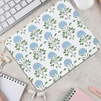 Hydrangea Mouse Pad Moss Blue Flroal Small Mousepad for Laptop Desk, Flower Cute Mouse Pad for Computers Aesthetic, Hydrangea Office Desk Accessories for Office Women 11.8x9.8