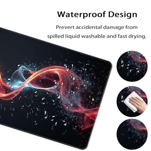35.4 x 15.7 in, XXL Large Mouse Pad for Desk, Extended Keyboard Mouse Mat for Computer Office, Big Mouse pad with Stitched Edges, Gaming Pc-Abstract Lines on a Black - color: Abstract Lines on a Black