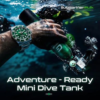 GOYOJO Mini Scuba Tank, Portable Diving Lung Air Tank with DOT Certified, Refillable Emergency Backup Pony Bottle for Snorkeling, Underwater Breathing, Training - color: 0.5L Submariner Hulk