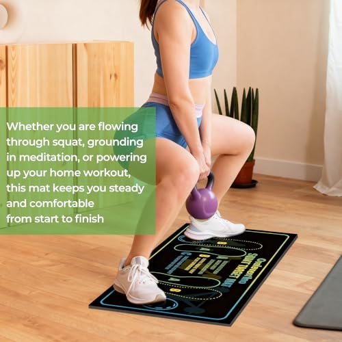 Squat Mat with Foot Position, Non-Slip Workout Mat for Safe Squat - color: Black
