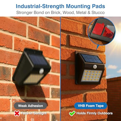 Heavy Duty Double-Sided Adhesive Pads – 48 Pre-Cut Foam Mounting Squares & Sticky Pads with Adhesion Promoter, Weatherproof Mounting Tape for Solar Lights, Outdoor Decor, Automotive Trim & Home Use