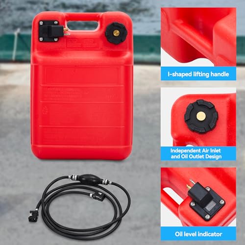 Marine Tank, 6 Gallon Marine Boat Transfer Tank with 9.8ft Hose, I-Shaped Handle, Easy to Carry for Outboard Engine Boats, Fishing Boat, Deck Boat,Yacht - size: 24L