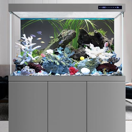 AWERT 48x18 inches Stone Aquarium Background Stone Aquatic Plant River Bed & Lake Seaweed Aquarium Vinyl Background Fish Tank Background - size: 48x18in/120x45cm