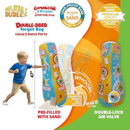 INFLATABLE DUDES Kids Punching Bag- Bop Bag | Sand-Base - color: Gummibar | Pre-filled with Sand, size: 47"