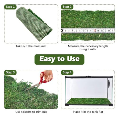 2 PCS Reptile Carpet Cuttable Terrarium Mat Artificial Moss Reptile Liner Green Substrate Flooring Bearded Dragon Tank Accessories for Leopard Gecko Lizard Snake Tortoise (11.81" x 23.62")