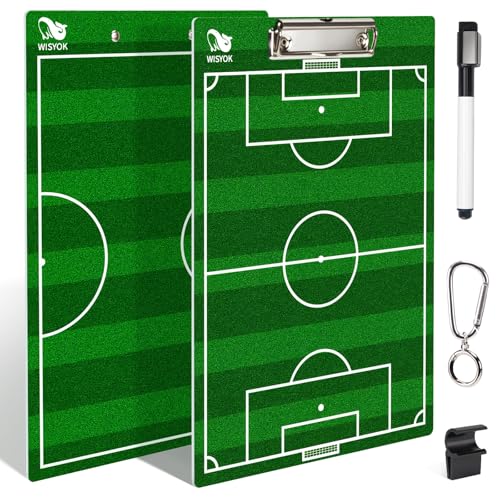 WISYOK Soccer Coaching Clipboard, Dry Erase, Double Sided | Tactical Board, Ideal for Soccer Practice, Game Planning, Strategy, Training Sessions, Coach Gift - style: Soccer