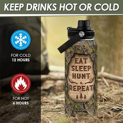 Hunting Insulated Stainless Steel Water Bottle 32oz, Vacuum Chug Lid Travel Tumbler for Men Friends Dad Grandpas Brothers Hunting Lovers, Gift for Birthday Christmas Fathers Day - color: Hunting 3