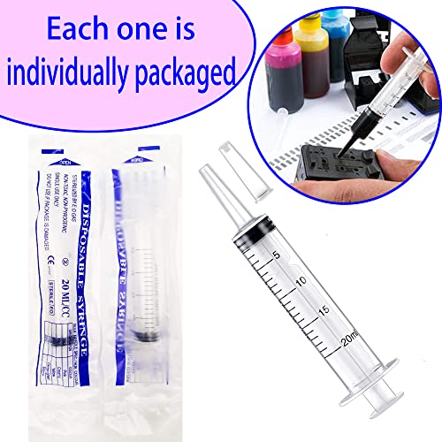 10 Pack 20ml Plastic Syringe, with Cap，Large Syringes Tools Catheter Tip Individually Sealed with Measurement for Scientific Labs, Measuring Liquids, Feeding Pets, Medical Student, Dispensing,No Needle.
