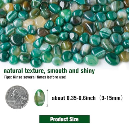 8LB Green Agate Stones 0.35"- 0.6" Aquarium Gravel for Fish Tank Natural Landscaping Pebbles Decorative Polished Stones for Plants Home Decor DIY Handmade & Vase Filler - size: 8 LB, style: Green Pebbles