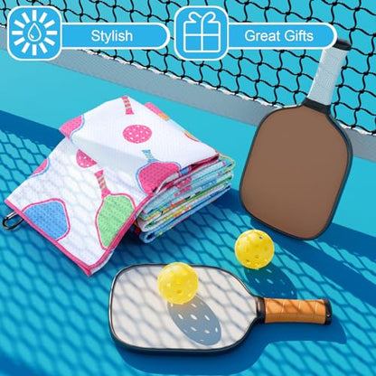 Hosuly 4 Pcs Sweat Towels Microfiber Athletic with Clip,Classic Dinkball - style: Classic Pickle