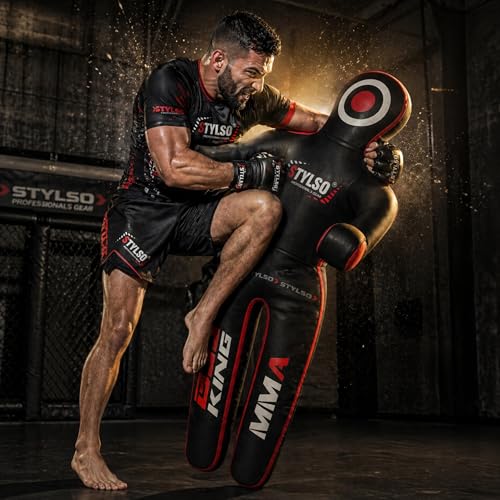 Unfilled Grappling Dummy – Adult Life Size Wrestling & BJJ Training Dummy, MMA Jiu Jitsu Judo Takedown & Throwing Practice, Heavy-Duty Triple-Stitched Canvas Submission Dummy - color: Black, size: 5ft / 60"