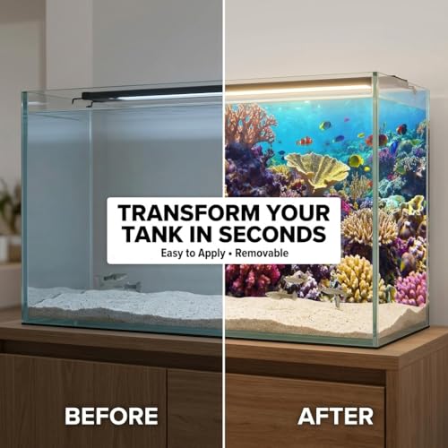 4 Pack Aquarium Background, 24x12 Inch Polyester Cloth Decor for Fish Tank, Set of Undersea Coral Rock & Plant Décor Backgrounds, Aquatic Themed Decorations