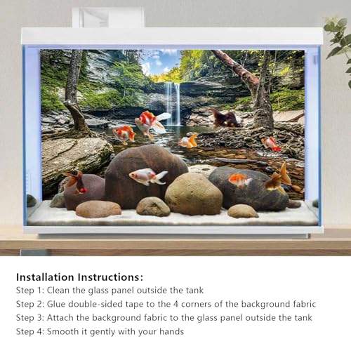 YongFoto Fish Tank Background 30x18 inch Aquarium Background Forest Lakes Rivers Mountains Nature Scenery Backdrop Reptile Habitat Terrarium Background - color: Green-1, size: 30x18in/75x45cm