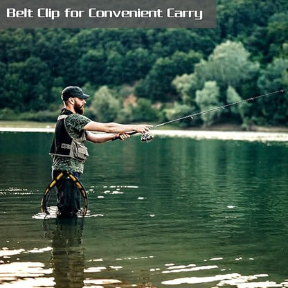 PLUSINNO Fishing Net Fish Floating Landing Net, Kayak Nets with Fixed Foldable Telescopic Pole Handle, Bass Trout Fishing Nets with Nylon Mesh for Pond Lake River, Fishing Gear Gifts for Men Anglers
