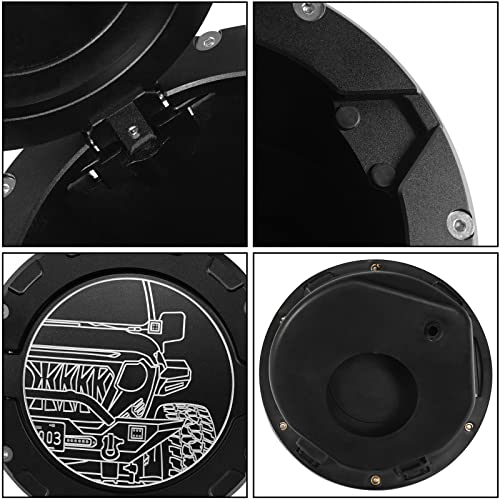 Hooke Road JL Aluminum Fuel Filler Door Gas Cap Tank Cover for 2018-2026 Jeep Wrangler JL JLU 2/4 Doors (Half Face Style)