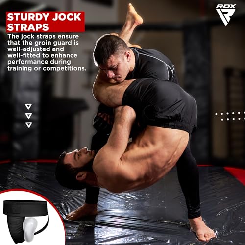 RDX Groin Protector Cup Men, Boxing Kickboxing MMA Muay Thai Sparring Groin Guard, Ventilated Adjustable,Karate Fighting Training, Underwear Jiu Jitsu BJJ Protection, Boys Youth - color: Black, size: Small