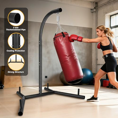 Upgraded Punching Bag Stand, Heavy Duty Boxing Stand, Steel Sandbag Rack Boxing Bag Stand, Freestanding Durable Training Equipment for Home & Gym Fitness Stable Steel, Stand Only