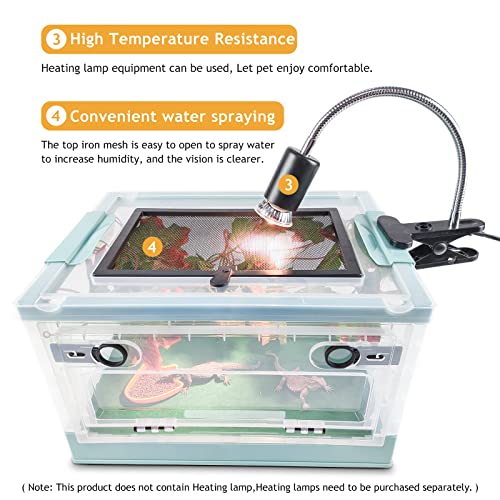 Travel Portable Foldable Terrarium Kits for Reptiles -Heat-Resistant Material, Easy to Move with Wheels, Includes Plant, Feeding Bowl, and Carpet for Snakes, Lizards, Tortoises, and Leopard
