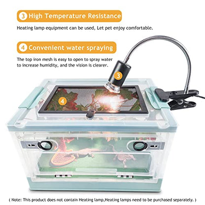 Travel Portable Foldable Terrarium Kits for Reptiles -Heat-Resistant Material, Easy to Move with Wheels, Includes Plant, Feeding Bowl, and Carpet for Snakes, Lizards, Tortoises, and Leopard